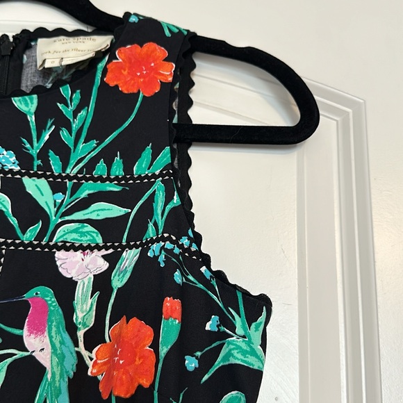 Kate Spade Navy Floral Hummingbird Dress - Size 0 - Picture 5 of 8